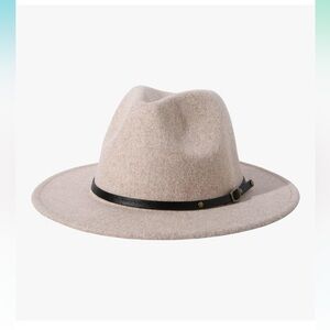 Kids Girls Vintage Belt Buckle Wool Wide Brim Fedora Hat